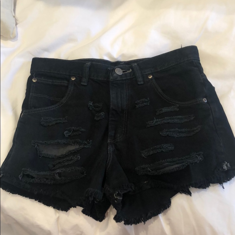 Wrangler black ripped denim shorts. Size 24/25